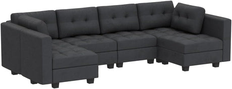 Modular Sectional Sofa Velvet U Shaped Couch with Reversible Chaises