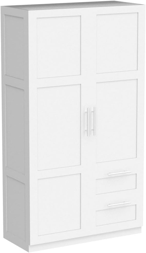 White Two Doors Two Drawers Big Wardrobe Closet Bedroom Armoires