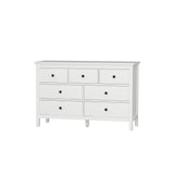 CARPETNAL White dresser, Modern Dresser for Bedroom, 7 Drawer Double Dresser with Wide Drawer and Metal Handles, Wood Dressers & Chests of Drawers for Hallway, Entryway.