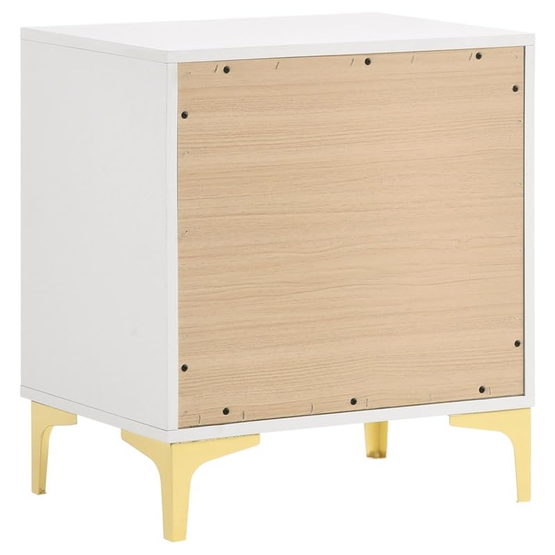 2-drawer Contemporary Wood Nightstand with Metal Base