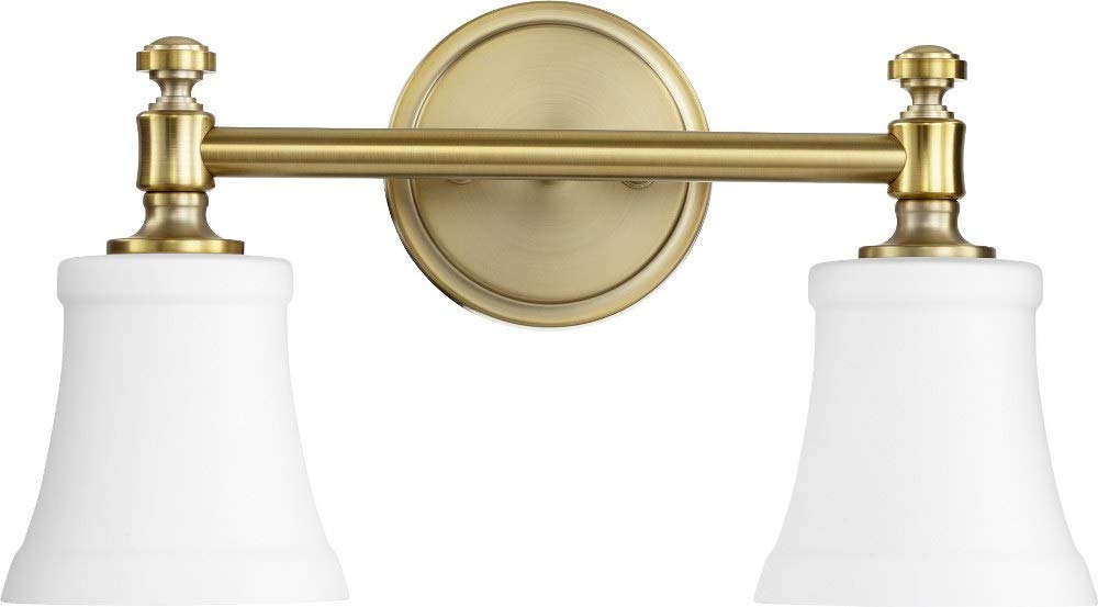 Transitional Two Light Vanity from Rossington Collection in Brass - Antique Finish,