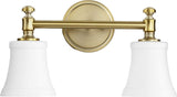 Transitional Two Light Vanity from Rossington Collection in Brass - Antique Finish,