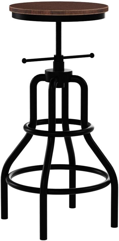 Leick Home 10086BB/HG Upholstered Back Counter Height Stool with Wood Base, Set of 2, for Kitchen Counters and Islands, Blackbean and Gray Wash/Heather Gray