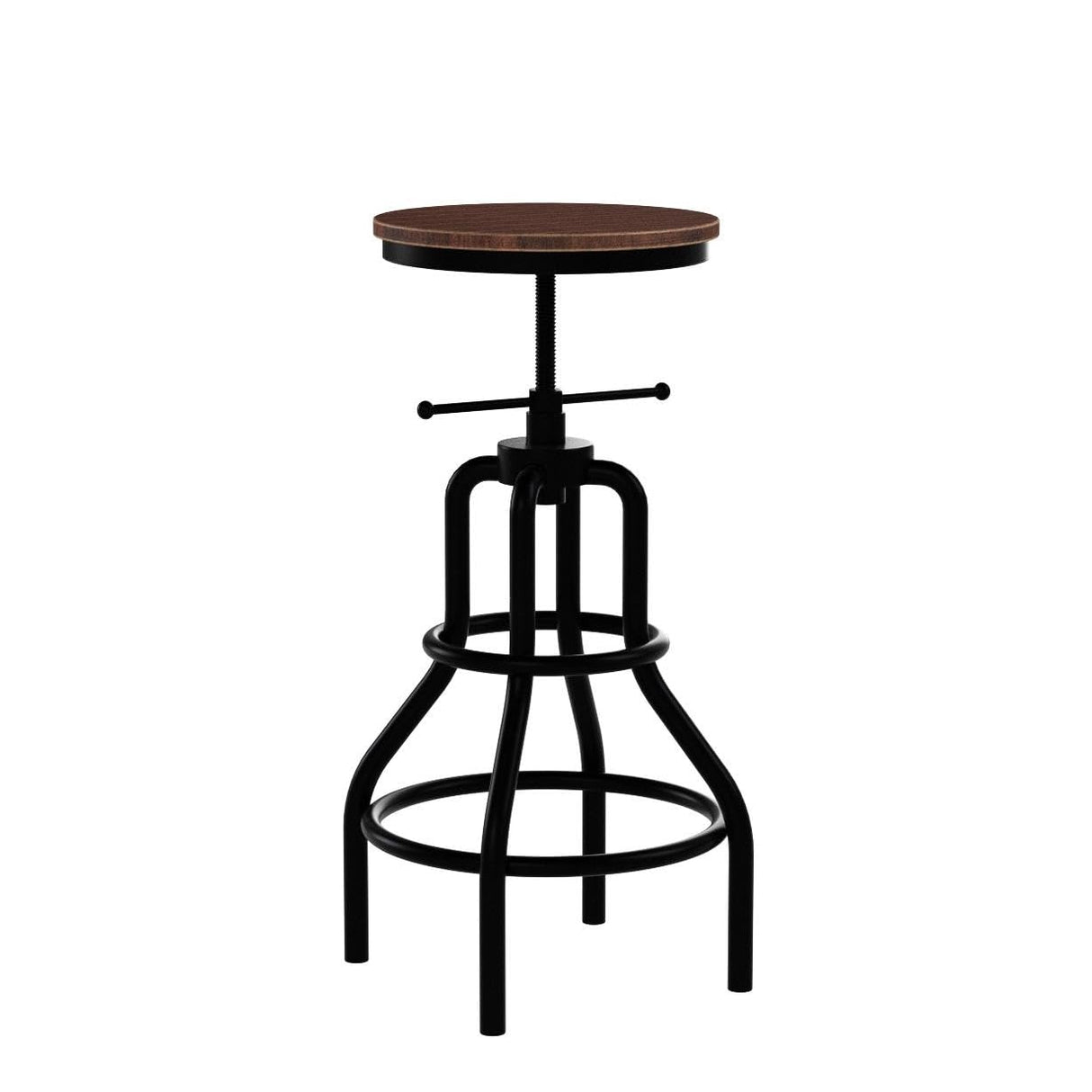 Vintage Industrial Bar Stool-Rustic Swivel Bar Stool-Round Wood Metal Stool-Kitchen