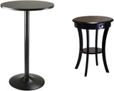 Obsidian Pub Table Round Black Mdf Top with Black Leg And Base - 23.7-Inch Top