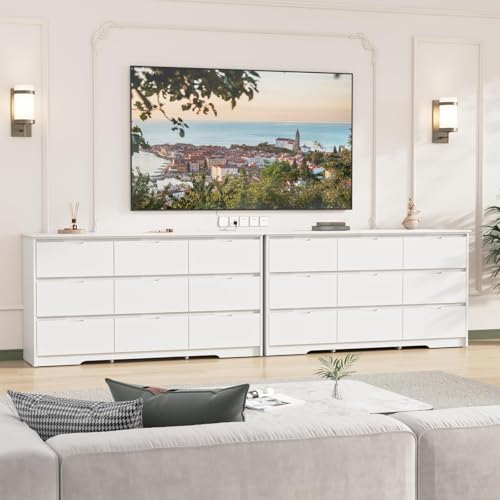 9 Drawer White Dresser for Bedroom with Deep Drawers