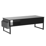 Top Coffee Table with Storage, Wood Lifting Top Central Table Metal Frame