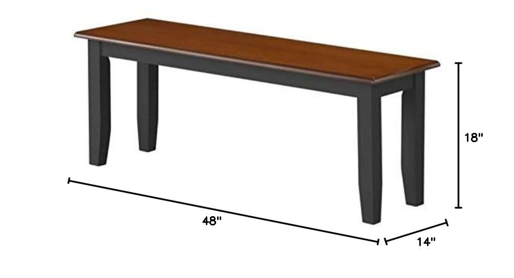 18" Backless Farmhouse Wood Bench in Black/Cherry