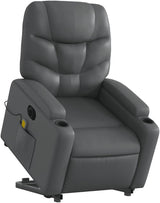 Massage Recliner Armchair in Gray Faux Leather - Power Lift, Recline, Vibration Massage