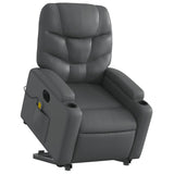 Massage Recliner Armchair in Gray Faux Leather - Power Lift, Recline, Vibration Massage