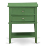 East West Furniture Valencia Night Stand-Rectangle End Table with 2 Drawers for Bedroom, 16x22 Inch, Clover Green