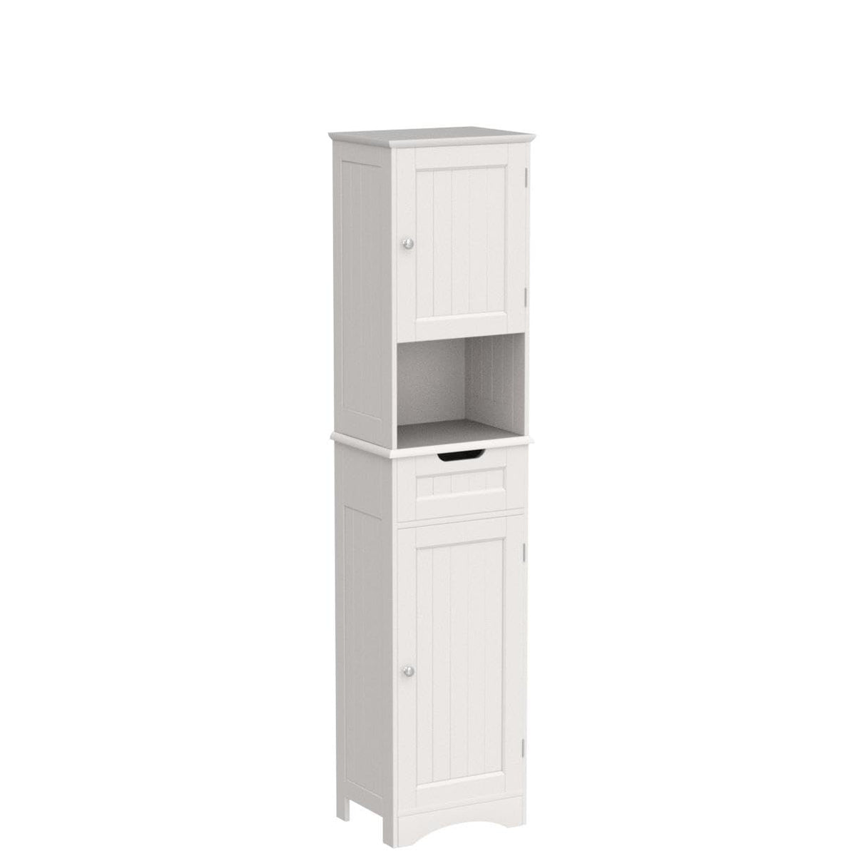 67" H Tall Bathroom Storage Cabinet, Narrow Linen Tower Freestanding Adjustable