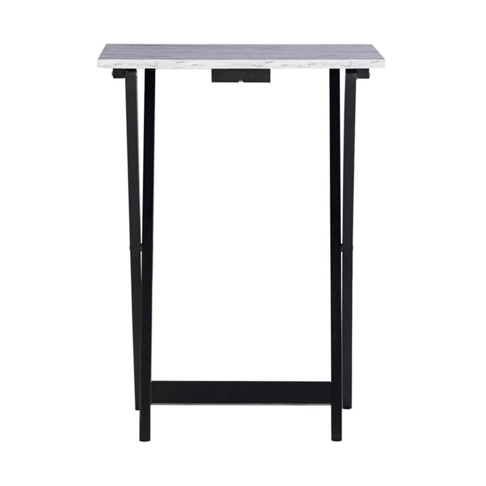 ModMarble 5-Piece Faux Marble Folding TV Tray Table Set with Storage Stand