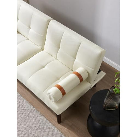 Sofa Bed, Linen Upholstered Modern Convertible Futon with Removable Armrests