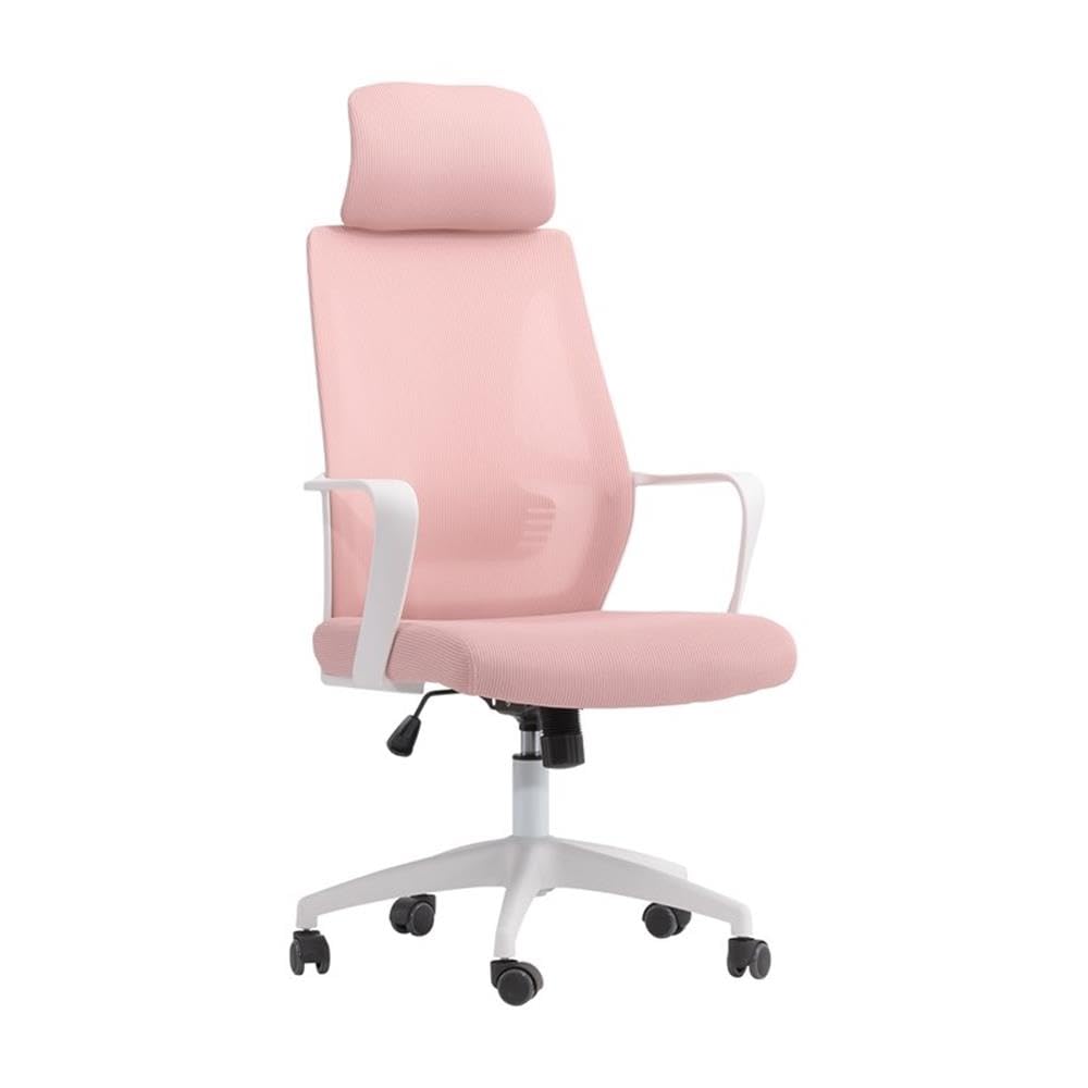 Row Modern Fabric Mesh Back Pink and White Office Chair