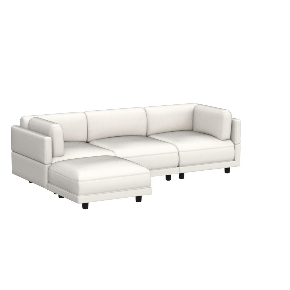 Convertible Sectional Sofa, L Shaped Couch with Reversible Chaise, 3, White