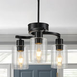 3 Lights Farmhouse Black Chandeliers Adjustable Height Hanging Modern Industrial Ceiling Pendant Lights