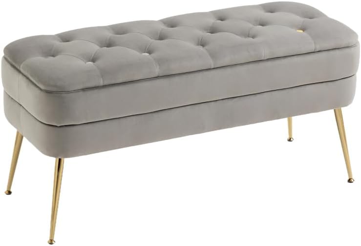 Storage Ottoman Bench, Entryway Foot Stool with Button-Tufted Design