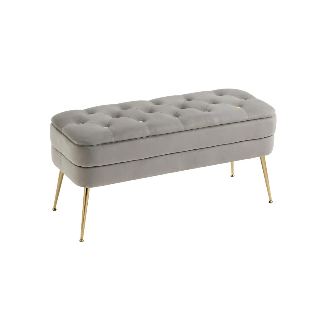 Storage Ottoman Bench, Entryway Foot Stool with Button-Tufted Design