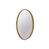 33 Inch Modern Accent Wall Mirror, Mountable Oval Wood Frame in Brown