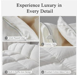 Down Feather Fibers Comforter, Ultra-Soft Cotton Blend Fabric, Medium Weight for All