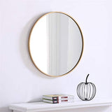 24" Round Contemporary Metal Frame Mirror in Brass