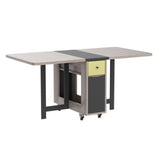 Folding Dining Table with Storage Rack and 2 Drawers