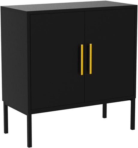 Set of 2 Accent Storage Cabinet with Doors and Adjustable Shelf, Freestanding Buffet