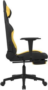 Adjustable Gaming Chair with Footrest - Black and Yellow Fabric