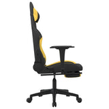Adjustable Gaming Chair with Footrest - Black and Yellow Fabric