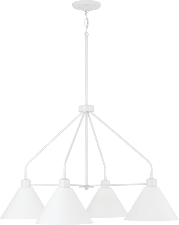 451341MB Alden Modern Industrial Metal Cone with White Interior Chandelier