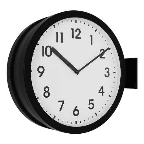 15-Inch Double Sided Aluminum Wall Clock.Minimalist Designed Classic Station Clock