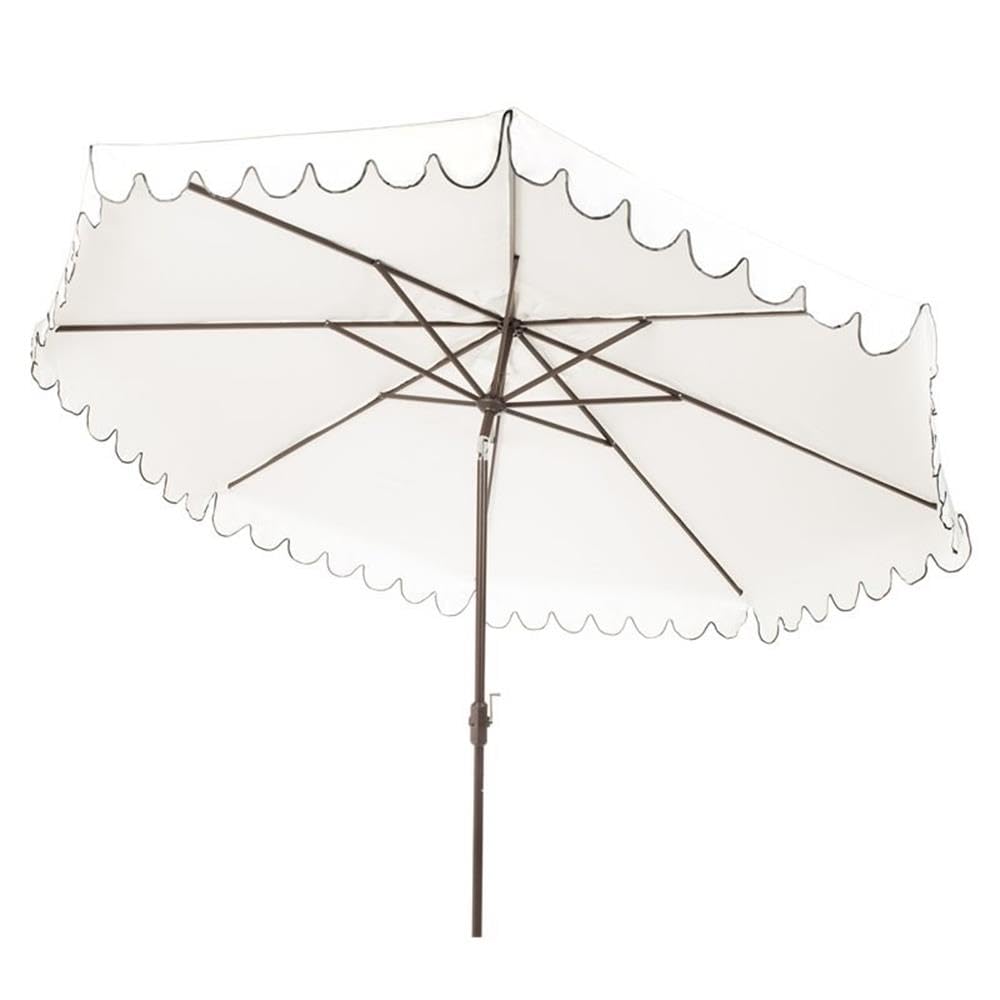 Outdoor Venice White and Black 11-foot Round Crank UV Protected Umbrella