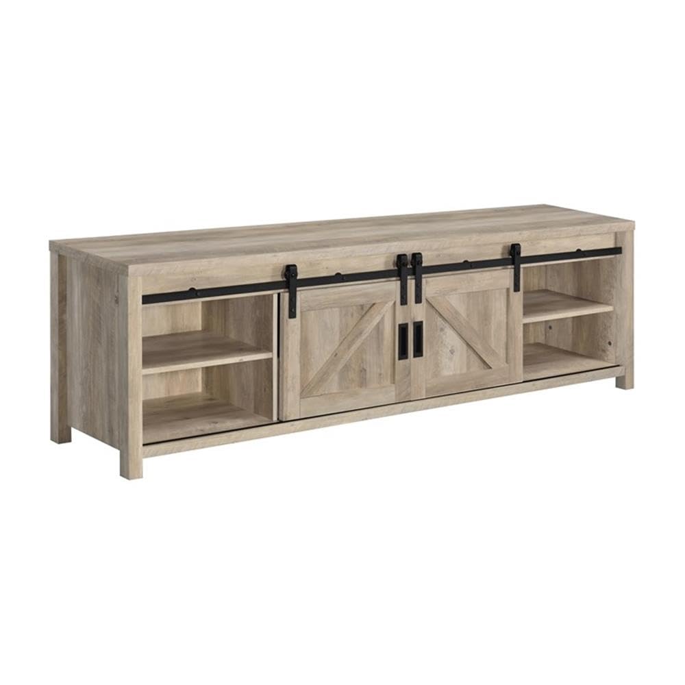 Madra Rectangular TV Console with 2 Sliding Doors Antique Pine