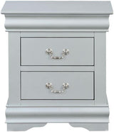 2 Drawers Wooden Nightstand, Platinum