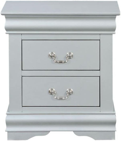 2 Drawers Wooden Nightstand, Platinum