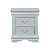 2 Drawers Wooden Nightstand, Platinum