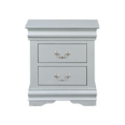 2 Drawers Wooden Nightstand, Platinum