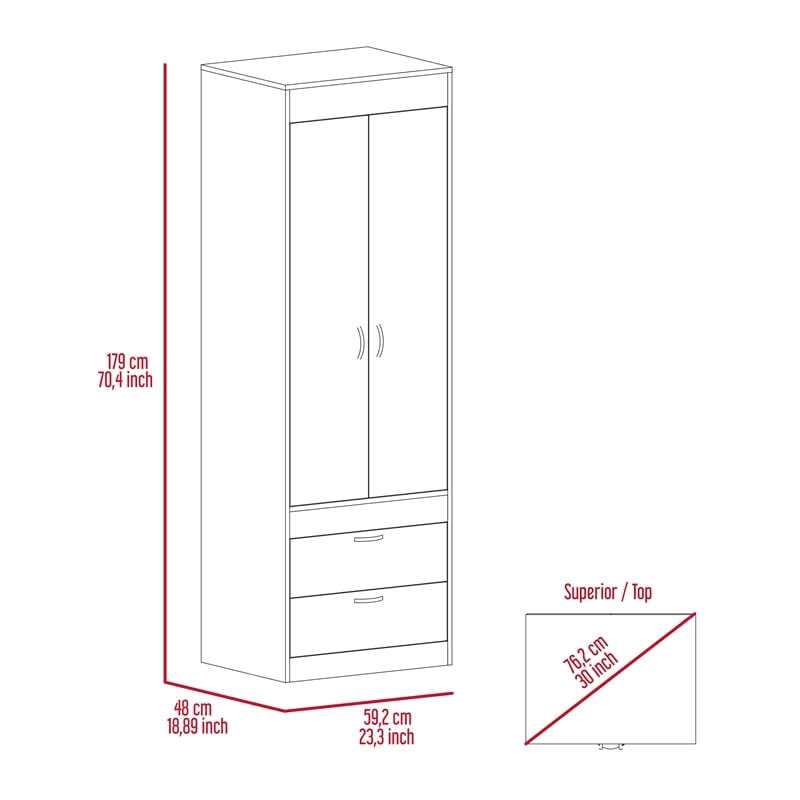 Lisboa 2 Spacious Drawer 2 Door Cabinet Bedroom Armoire