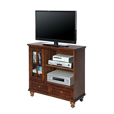 42" TV Stand Entertainment Console Highboy with Storage in Dark Walnut