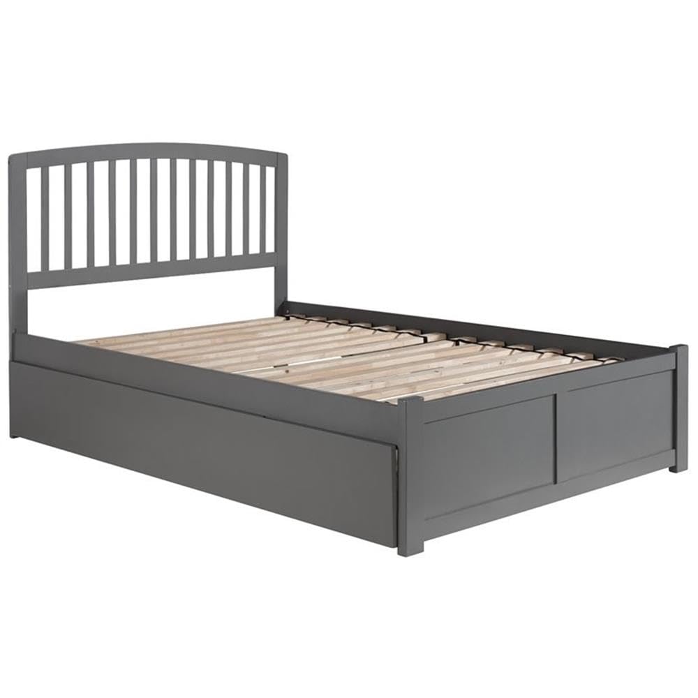 Solid Wood Full Platform Bed of with Twin Trundle in Gray