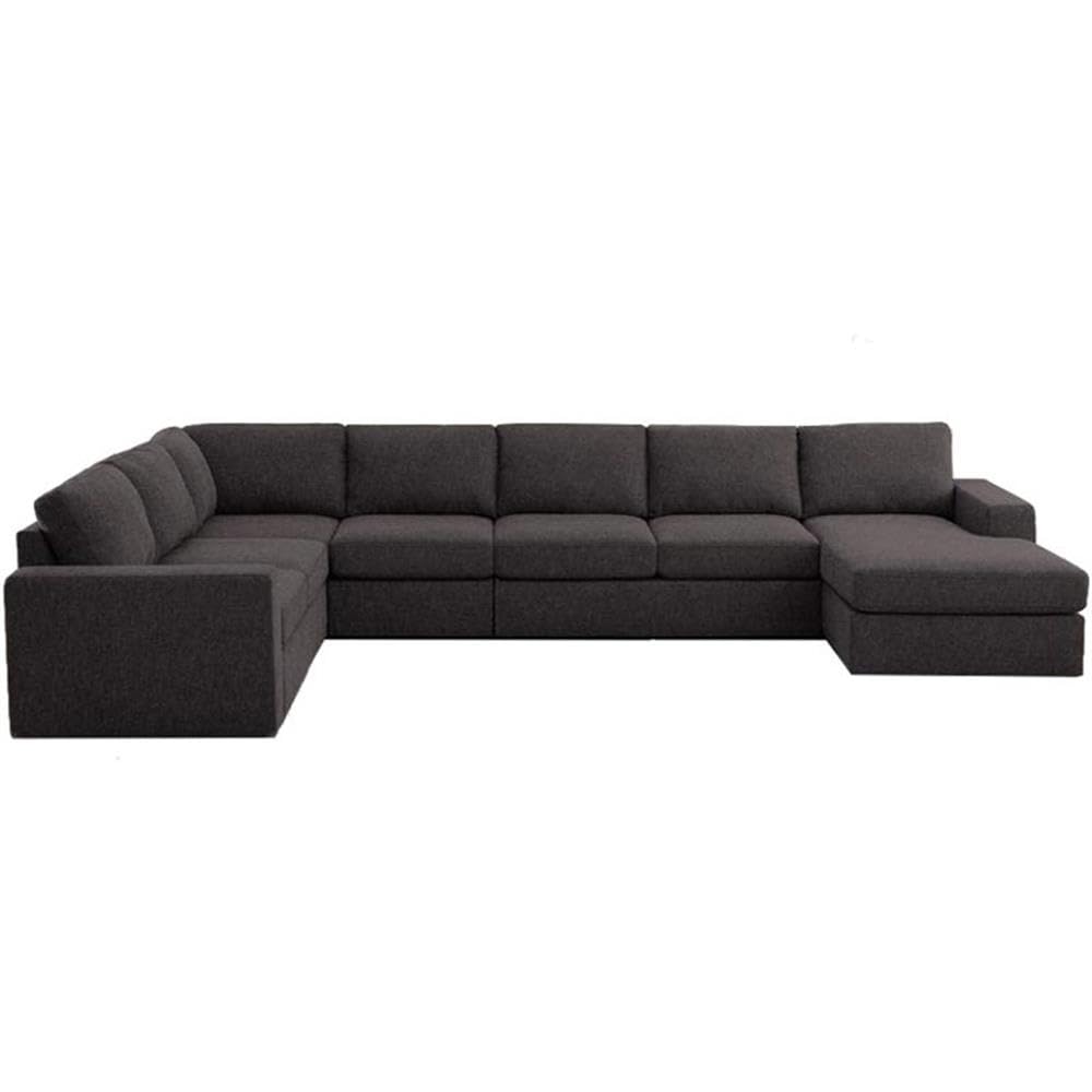 Modern Fabric Modular Sectional Sofa with Reversible Chaise in Gray
