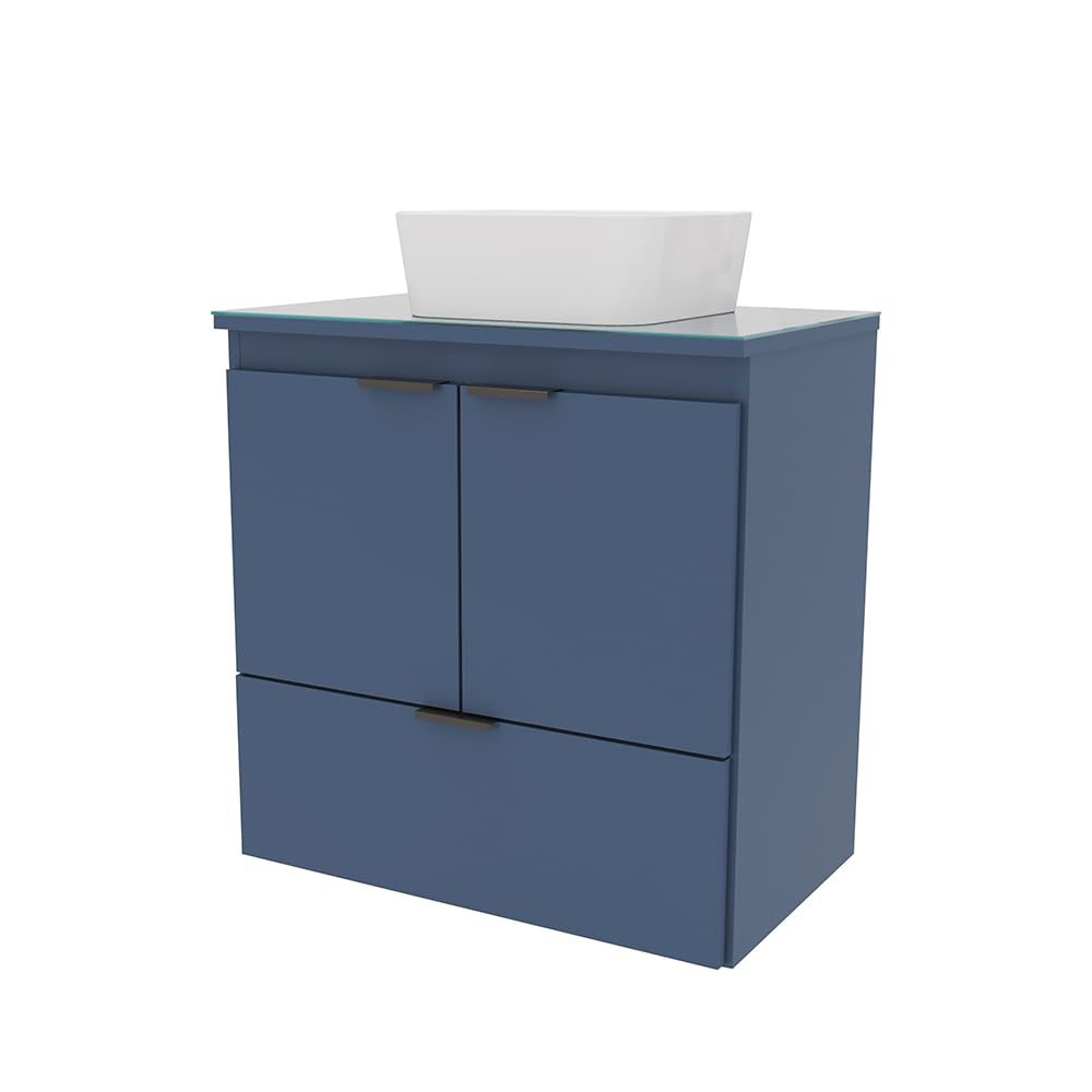 Soul 23" Combo Floating Bathroom Vanity with White Ceramic Sink Tempered Glass