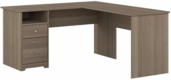 Cabot L Shaped Computer Desk with Drawers, 60W, Harvest Cherry