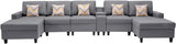 Nolan Gray Linen Fabric 6Pc Double Chaise Sectional Sofa