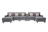 Nolan Gray Linen Fabric 6Pc Double Chaise Sectional Sofa