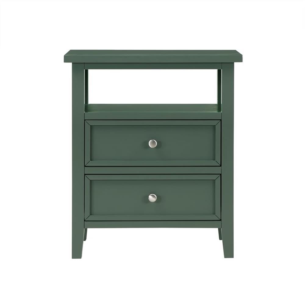 Walker Vintage Green Wood 2-Drawer Nightstand