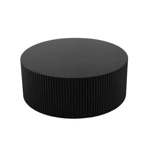 Black Round Drum Coffee Tables for Living Room Contemporary Circle Coffee Table