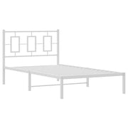 Strawberry Fairy Elegant White Metal Bed Frame for Timeless Comfort, Sturdy Steel Construction, Includes Headboard, 39.4" x 78.7"