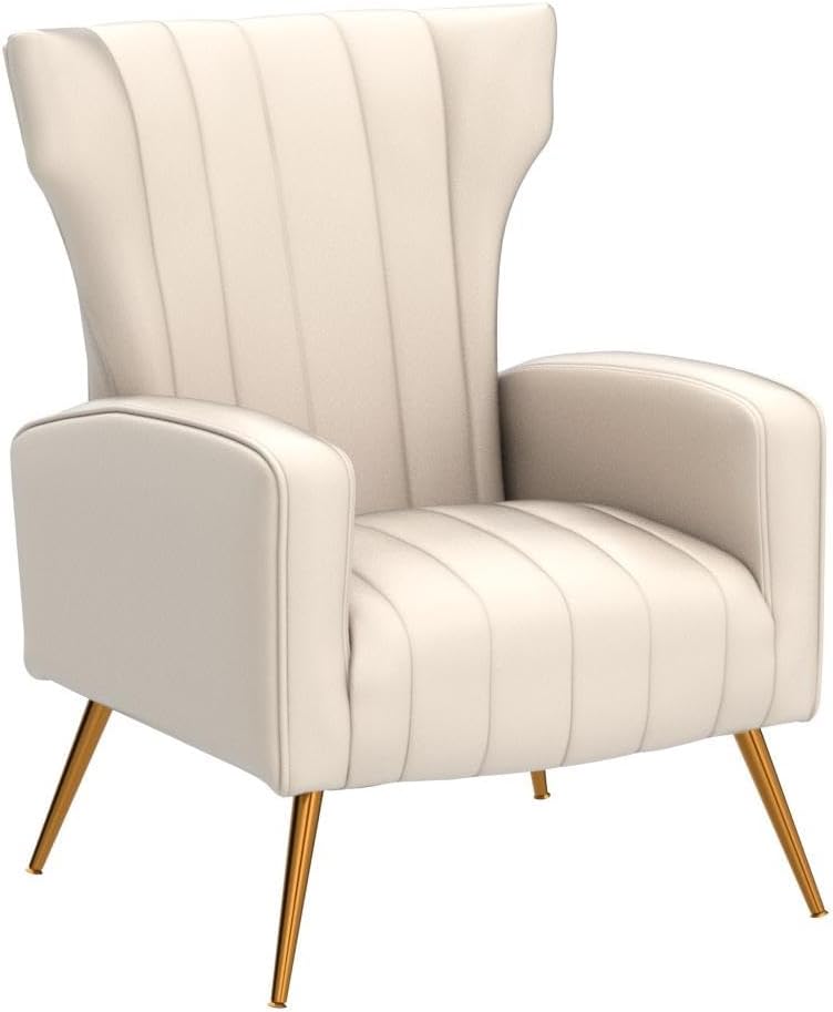 Modern Velvet Accent Chair for Living Room, Bedroom or Office with Stylish Metal Legs